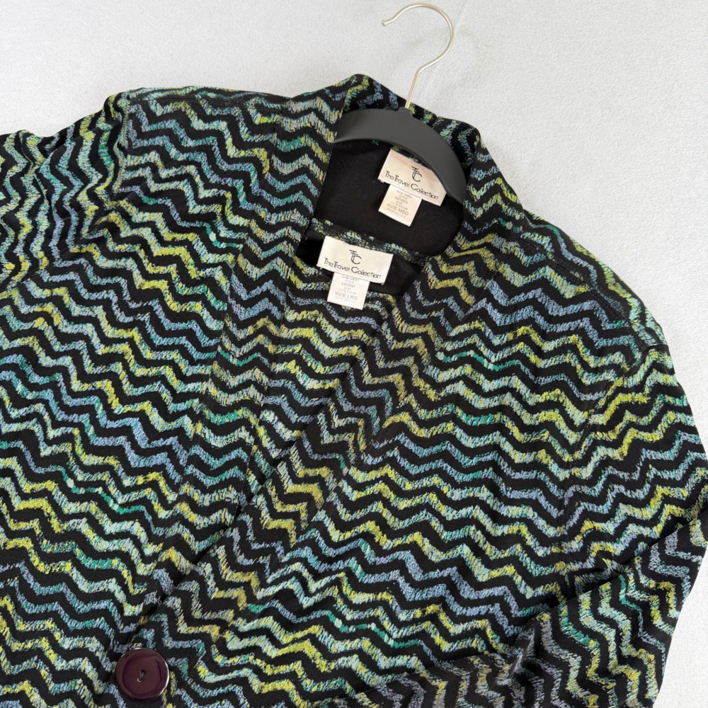 The Travel Collection Chevron Knit Cardigan and Tank Top Set Green Blue L/M